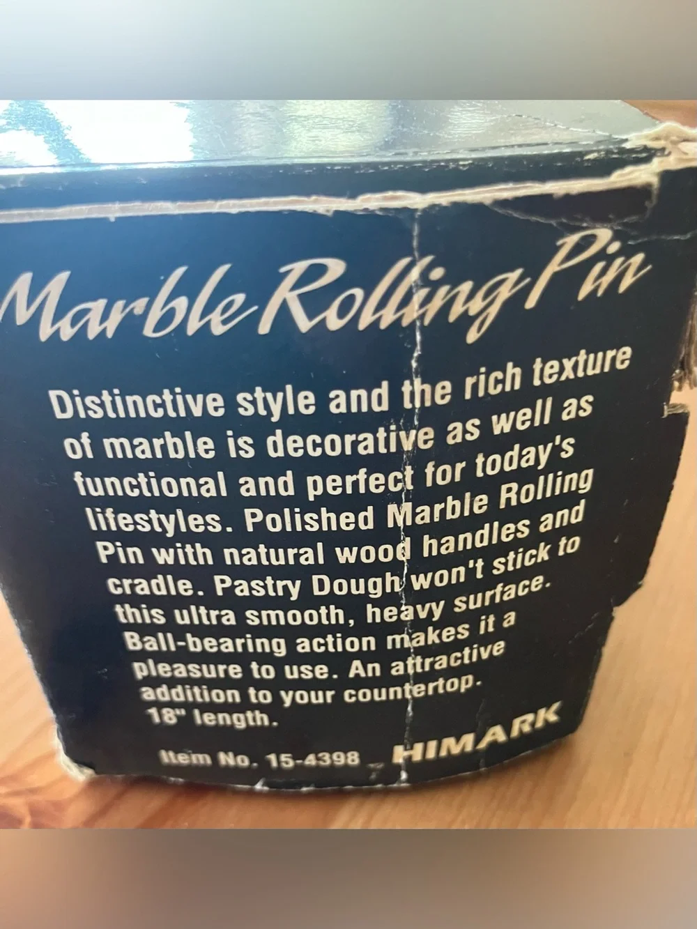 Never Used Himark Marble Rolling Pin with Wooden Handle and Stand 18” Vintage
